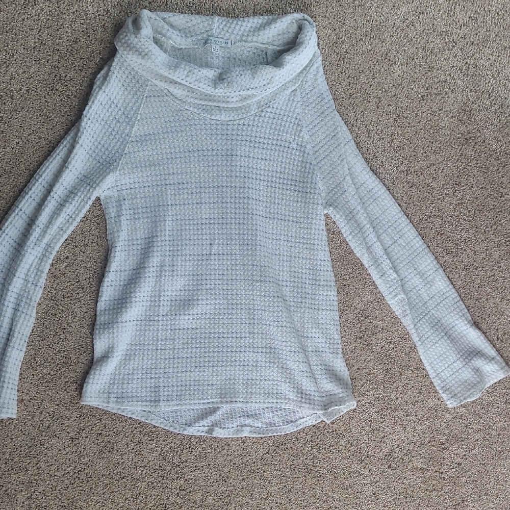 Green Envelope Light Gray Cowl Neck Sweater
